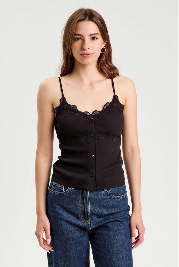 Cache mouwloze top zwart