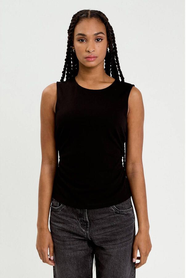 Cache mouwloze top zwart