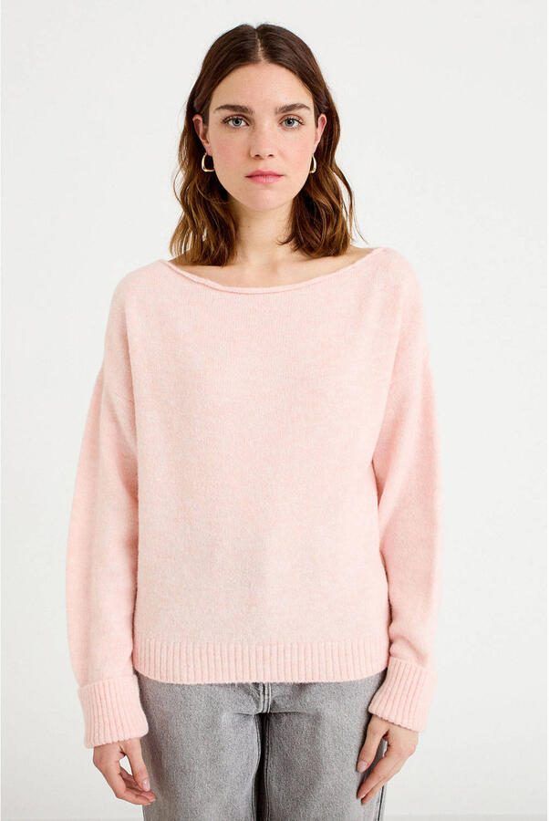 Cache off shoulder trui lichtroze