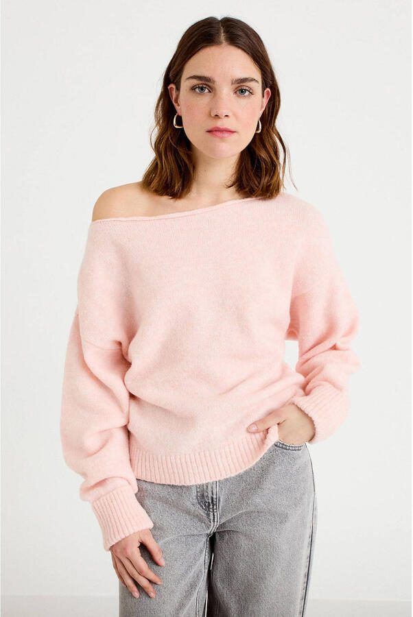 Cache off shoulder trui lichtroze - Foto 2
