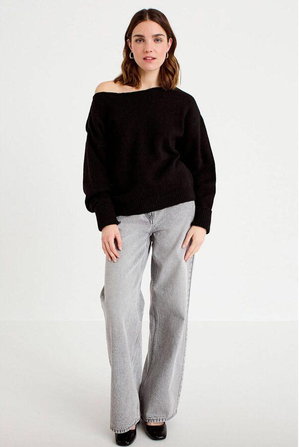 Cache off shoulder trui zwart - Foto 2