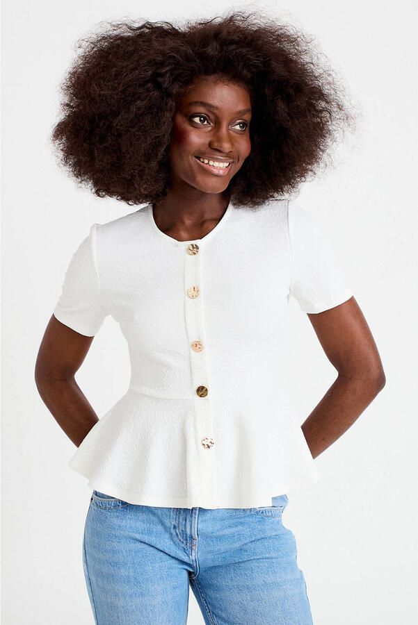 Cache peplum top ecru