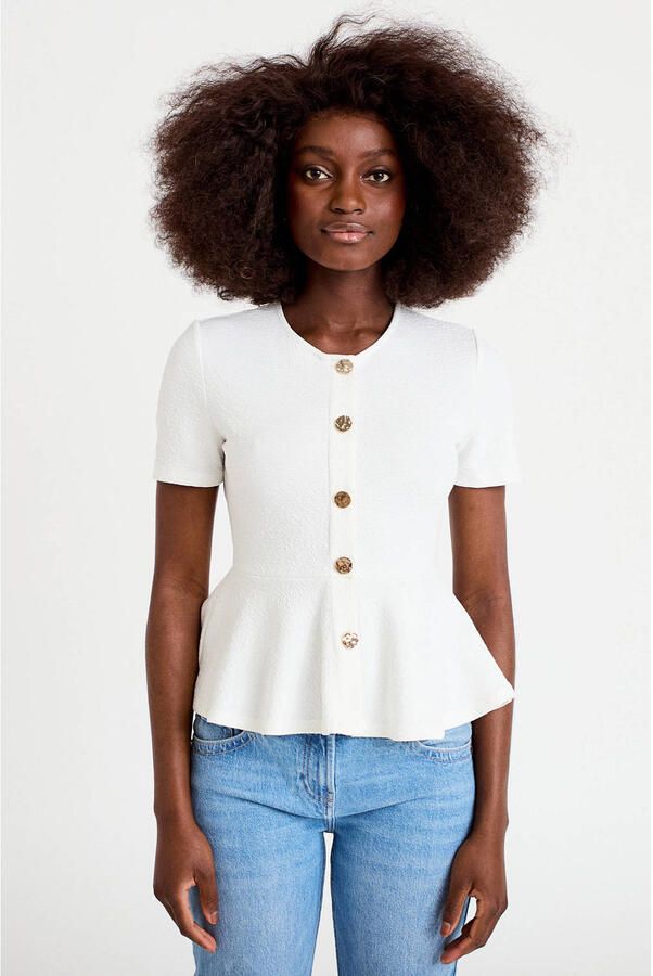 Cache peplum top ecru - Foto 2