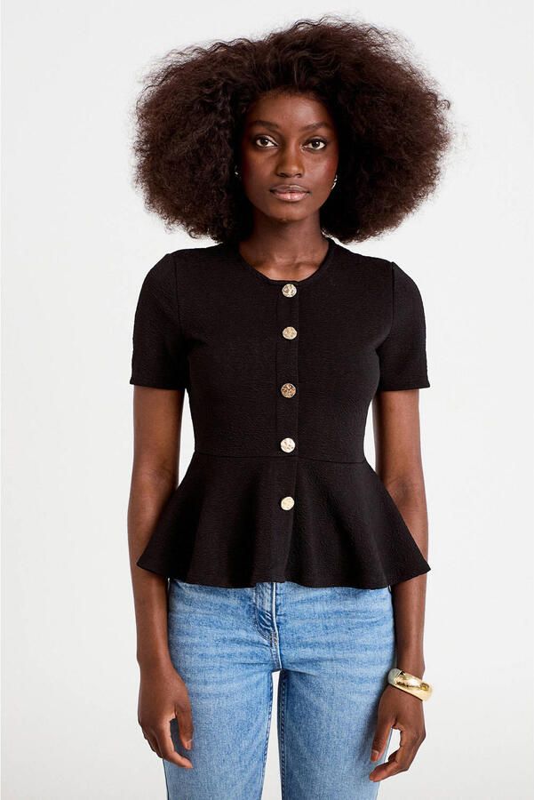 Cache peplum top zwart