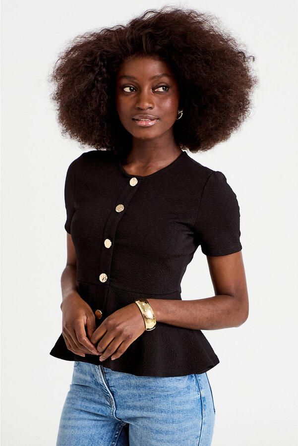 Cache peplum top zwart - Foto 2
