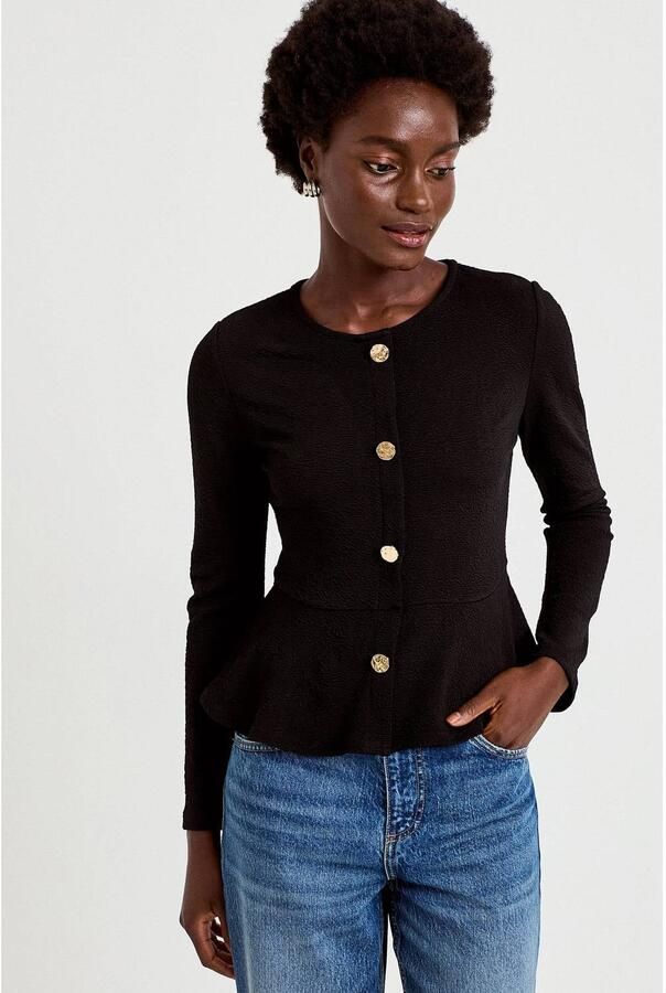Cache peplum top zwart