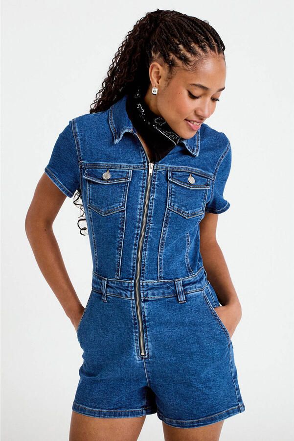 Cache playsuit medium blue denim