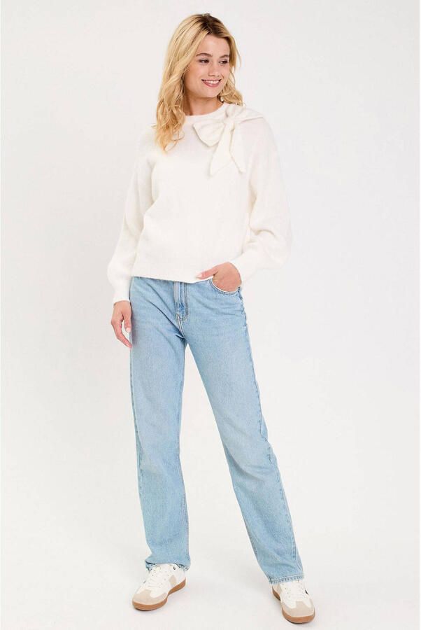 Cache pullover met wol ecru - Foto 3
