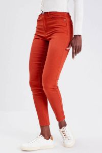 Cache push-up slim fit cropped jeans donker oranje
