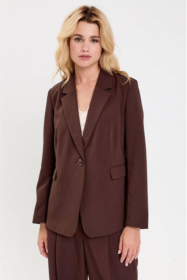 Cache regular fit blazer donkerbruin