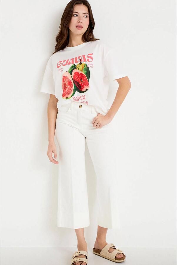 Cache regular fit cropped jeans wit - Foto 3