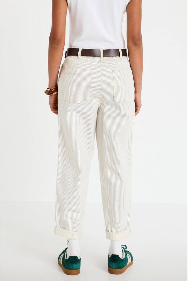 Cache regular fit gestreepte jeans met ceintuur ecru - Foto 2