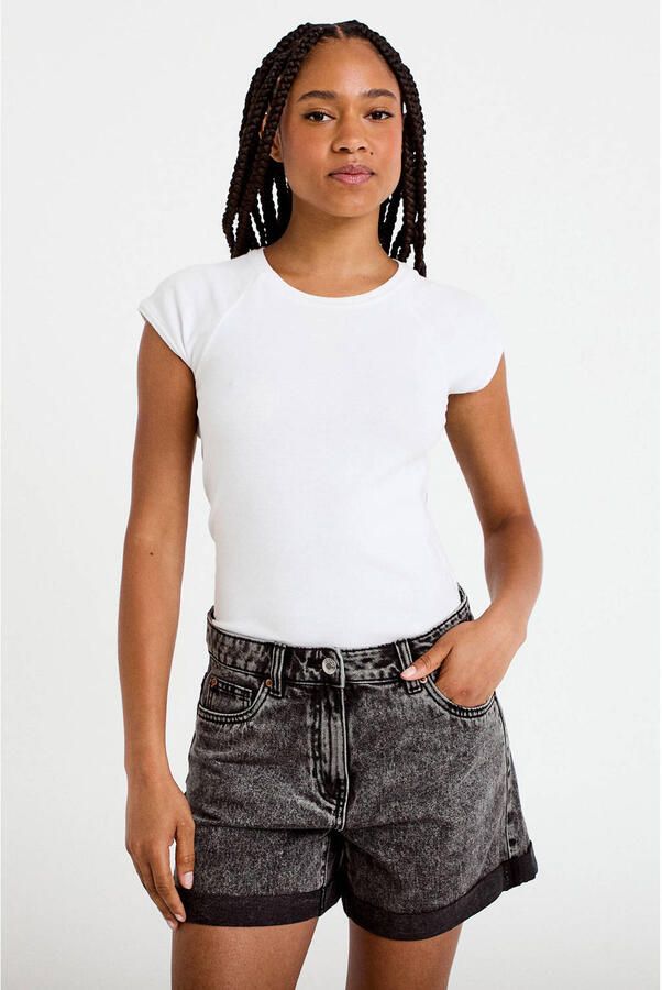 Cache regular high waist short black denim - Foto 2
