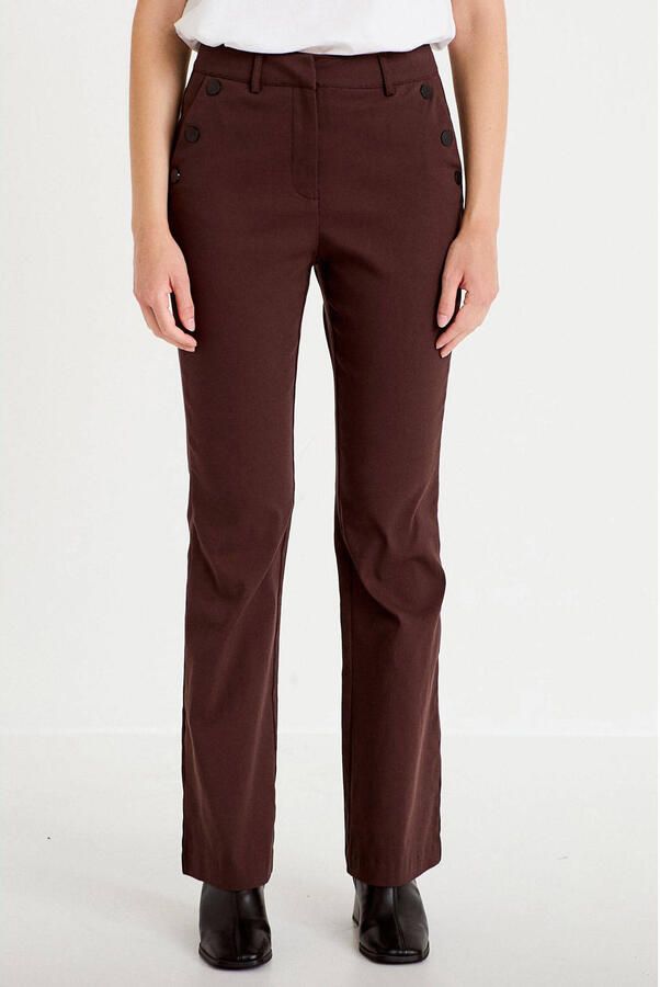 Cache regular waist bootcut casual broek donkerbruin