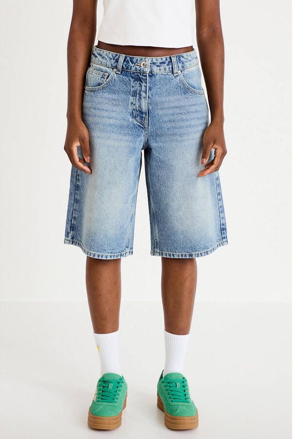 Cache regular waist denim short light blue - Foto 3