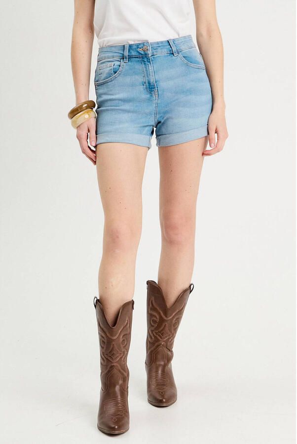 Cache regular waist short light blue denim