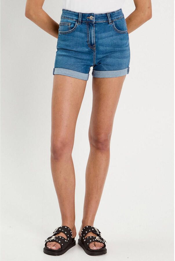 Cache regular waist short medium blue denim