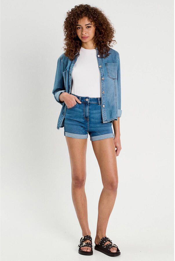 Cache regular waist short medium blue denim - Foto 2