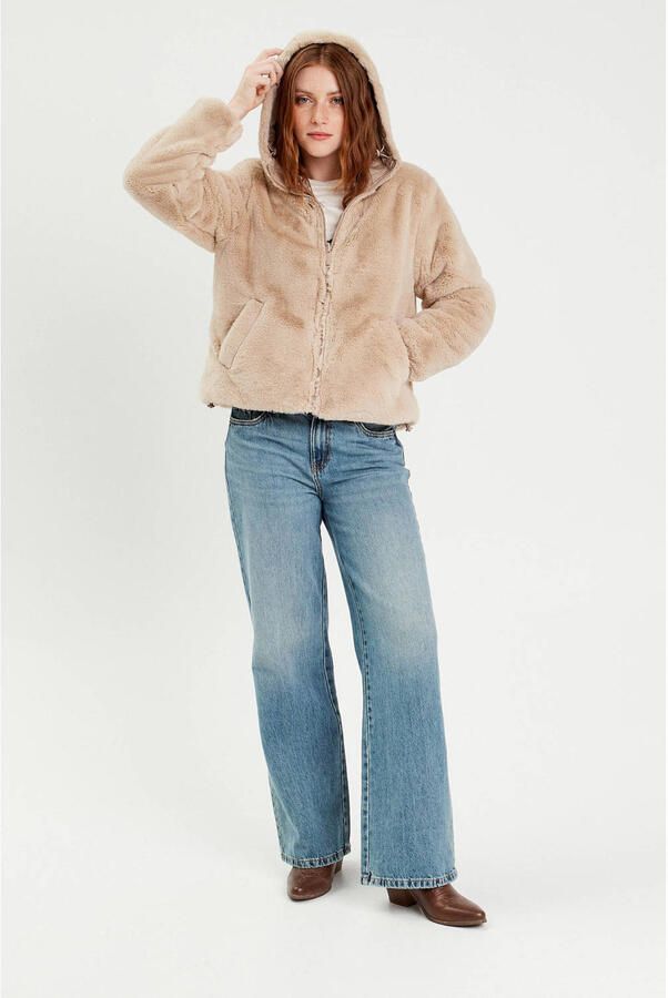 Cache reversible jas beige