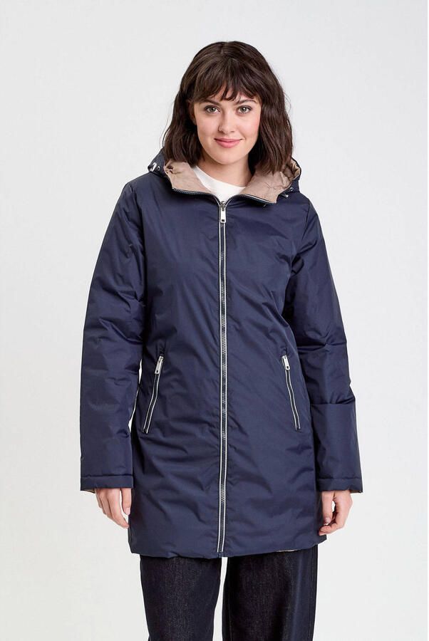 Cache reversible jas donkerblauw beige
