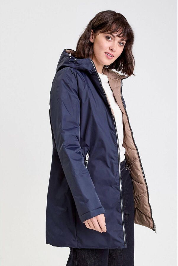 Cache reversible jas donkerblauw beige - Foto 2