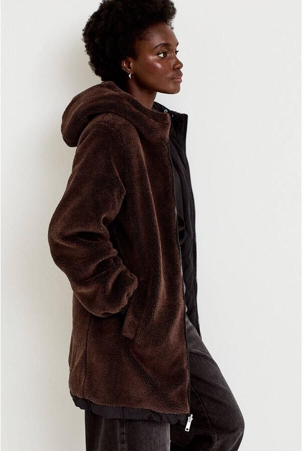 Cache reversible jas met teddy details zwart - Foto 2