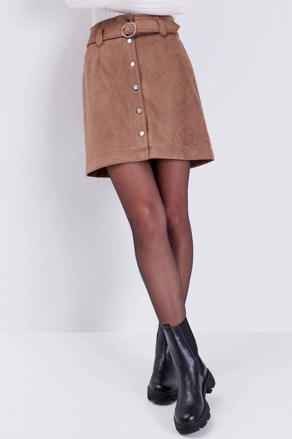 Cache rok met ceintuur taupe