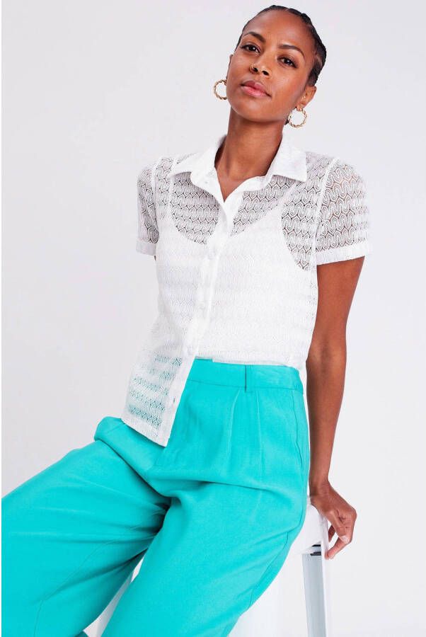 Cache semi-transparante blouse ecru