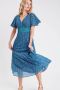 Cache semi-transparante jurk met all over print en plooien blauw - Thumbnail 1