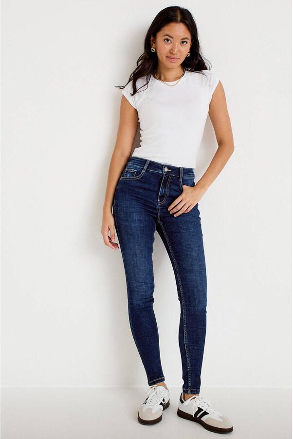 Cache skinny jeans donkerblauw - Foto 3