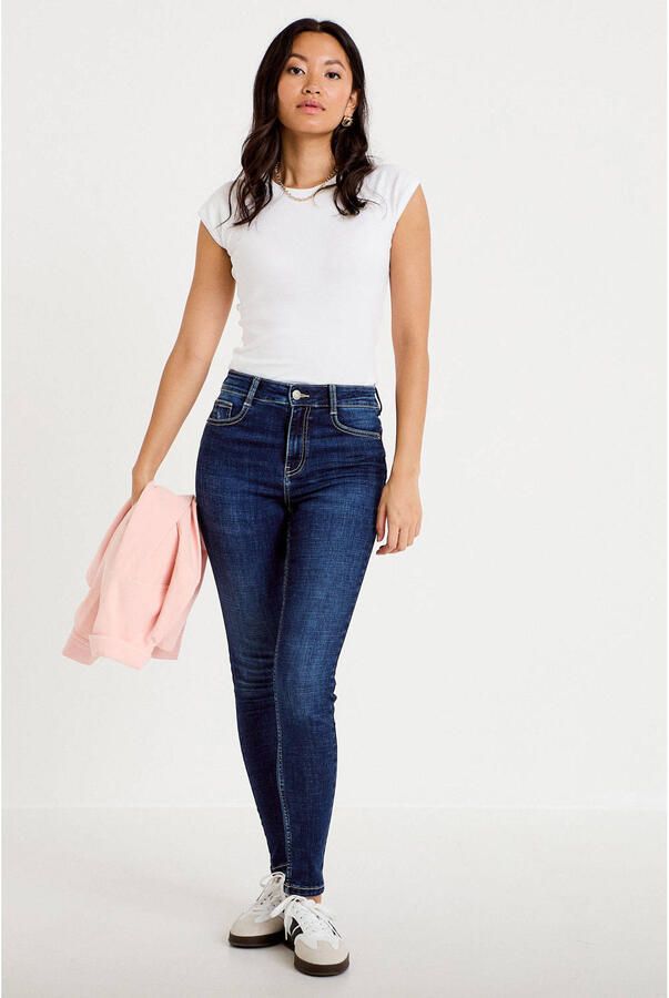 Cache skinny jeans donkerblauw - Foto 2