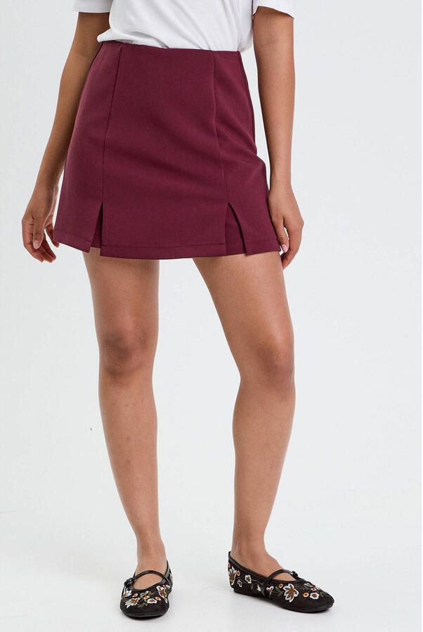 Cache skort met split donkerrood
