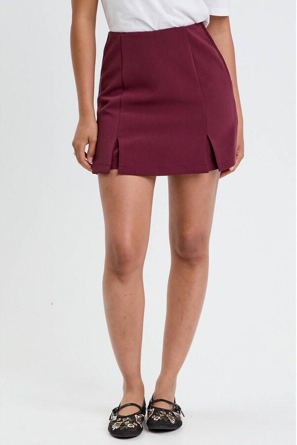 Cache skort met split donkerrood - Foto 3