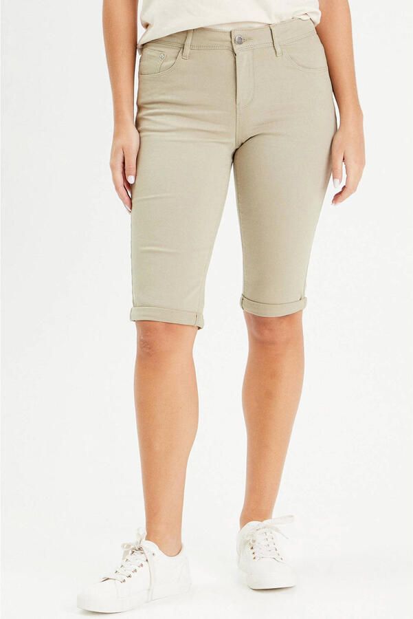 Cache slim fit denim short kaki