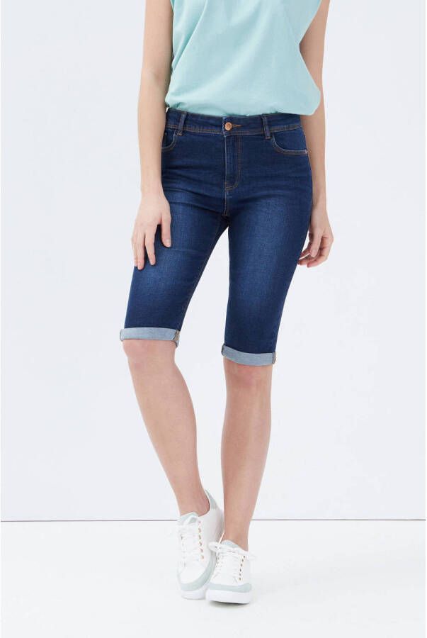 Cache slim fit korte jeans donkerblauw