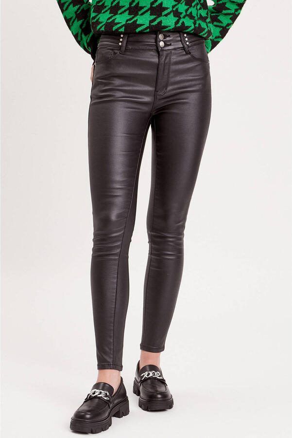 Cache slim fit imitatieleren broek zwart - Foto 2
