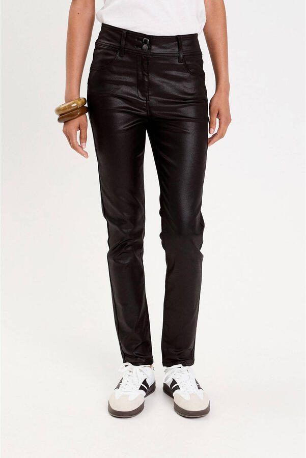 Cache slim regular waist coated broek zwart