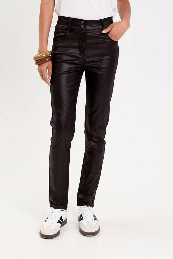 Cache slim regular waist coated broek zwart - Foto 3