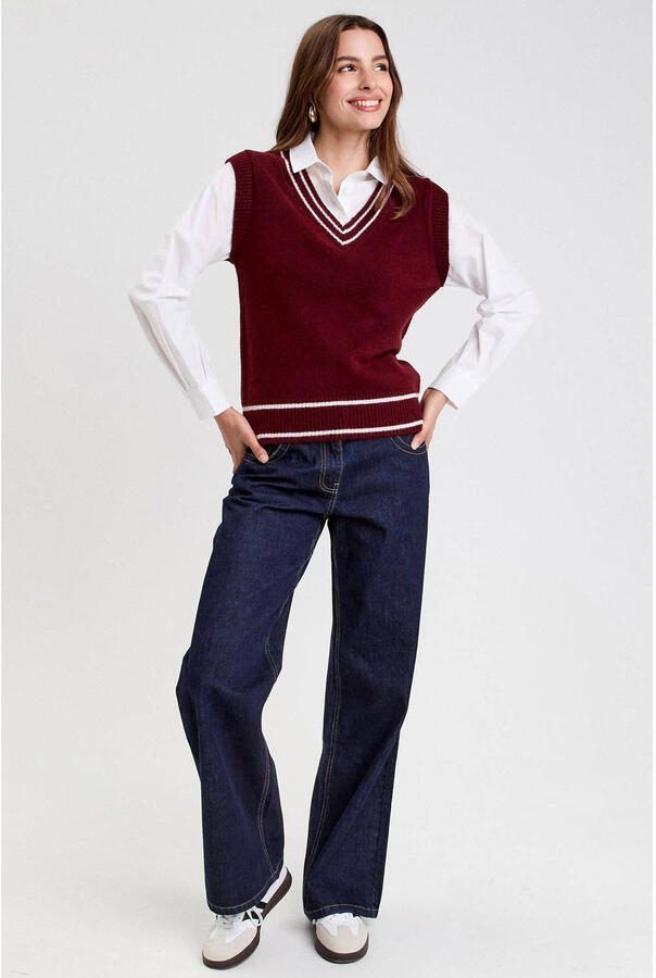Cache spencer met blouse inzet donkerrood - Foto 2