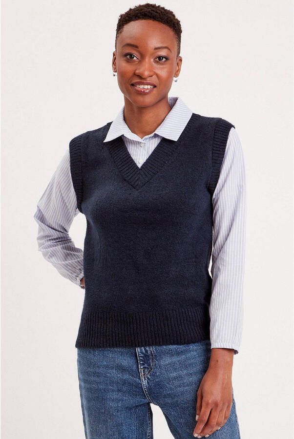 Cache spencer met blouse inzet marineblauw wit - Foto 2