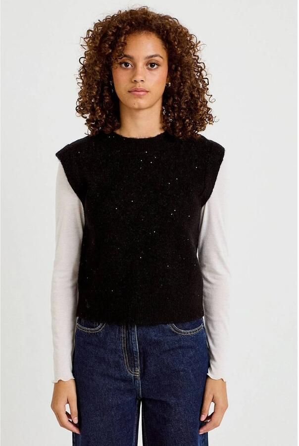 Cache spencer met glitters en wol zwart - Foto 2