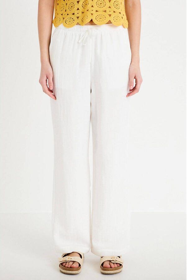 Cache straight casual broek ecru
