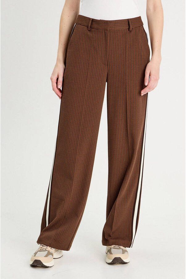 Cache straight high waist broek donkerbruin