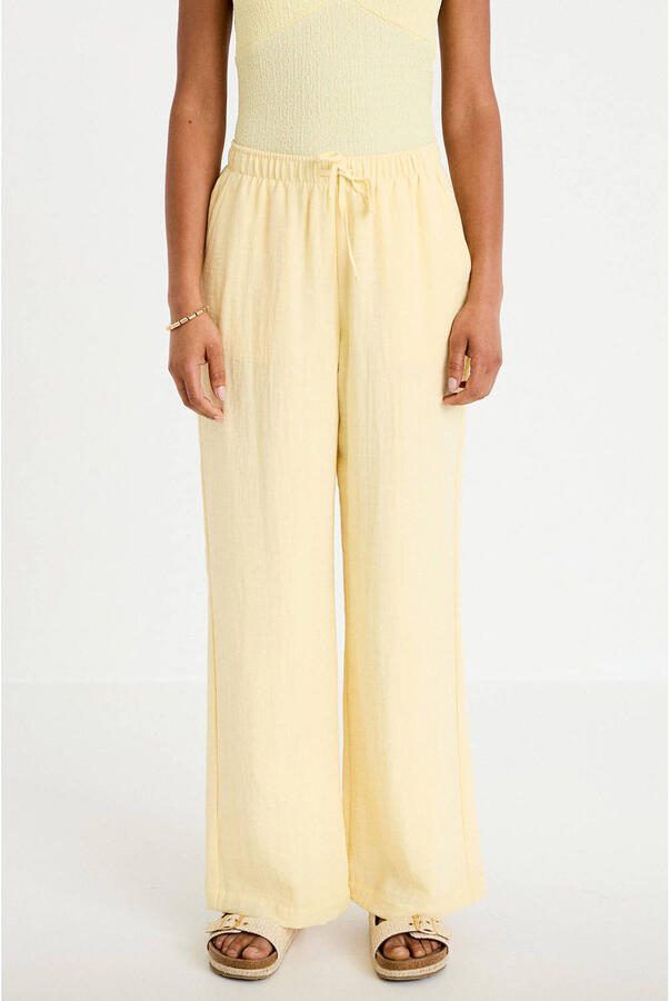 Cache straight leg casual broek lichtgeel