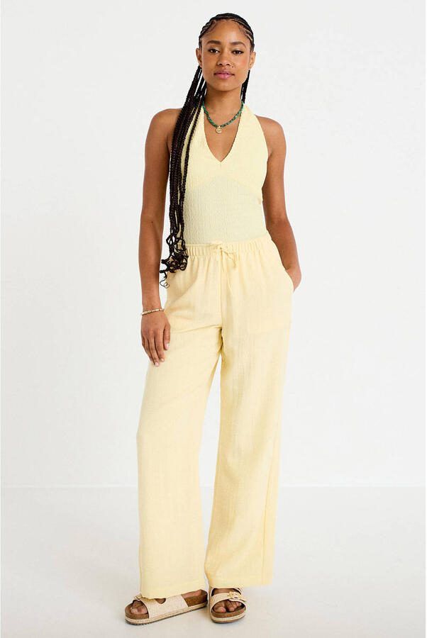 Cache straight leg casual broek lichtgeel - Foto 3