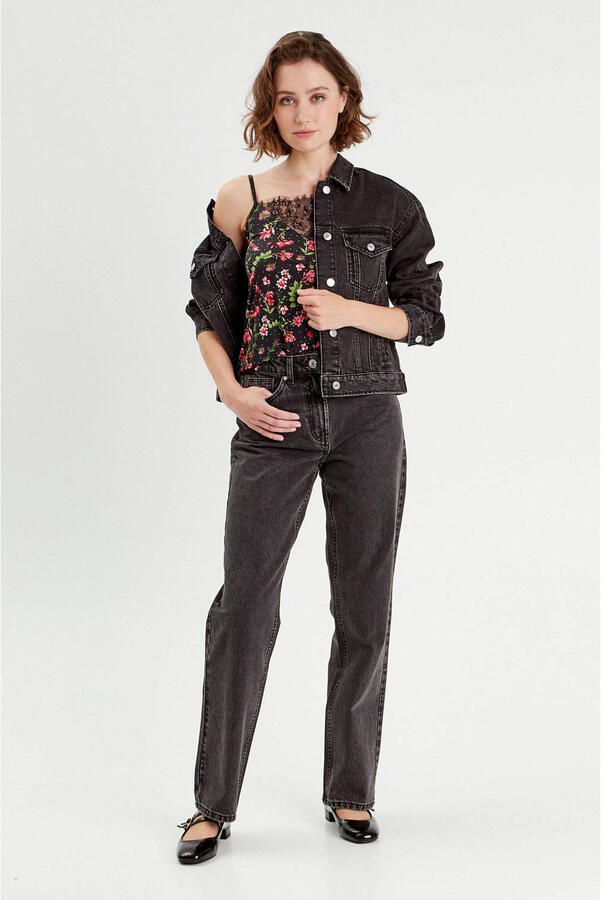Cache straight leg jeans medium black