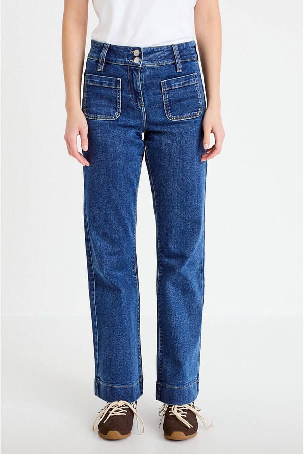 Cache straight leg jeans medium blue denim
