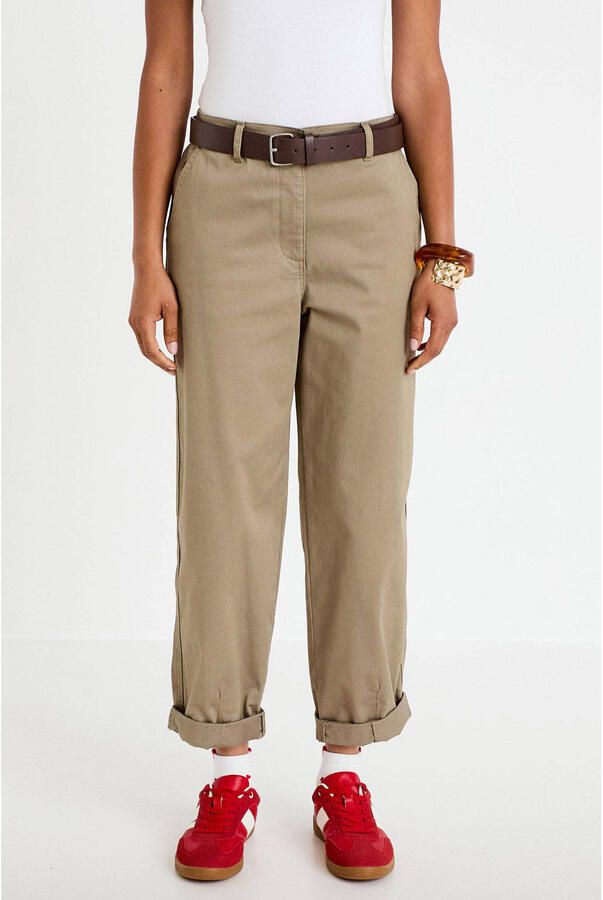 Cache straight regular waist cropped broek grijsgroen
