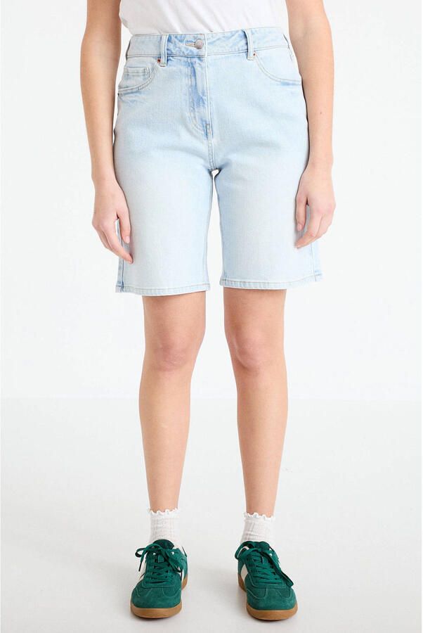 Cache straight regular waist short light blue denim