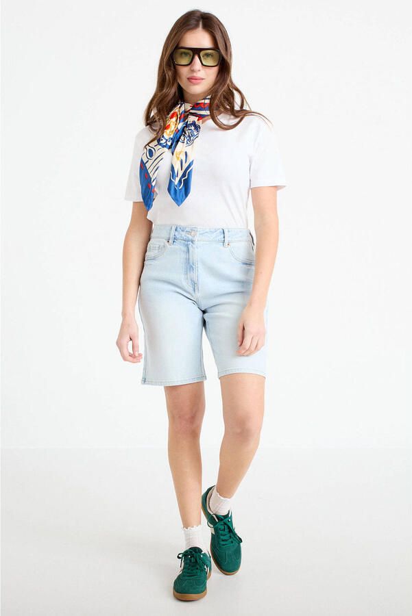Cache straight regular waist short light blue denim - Foto 2